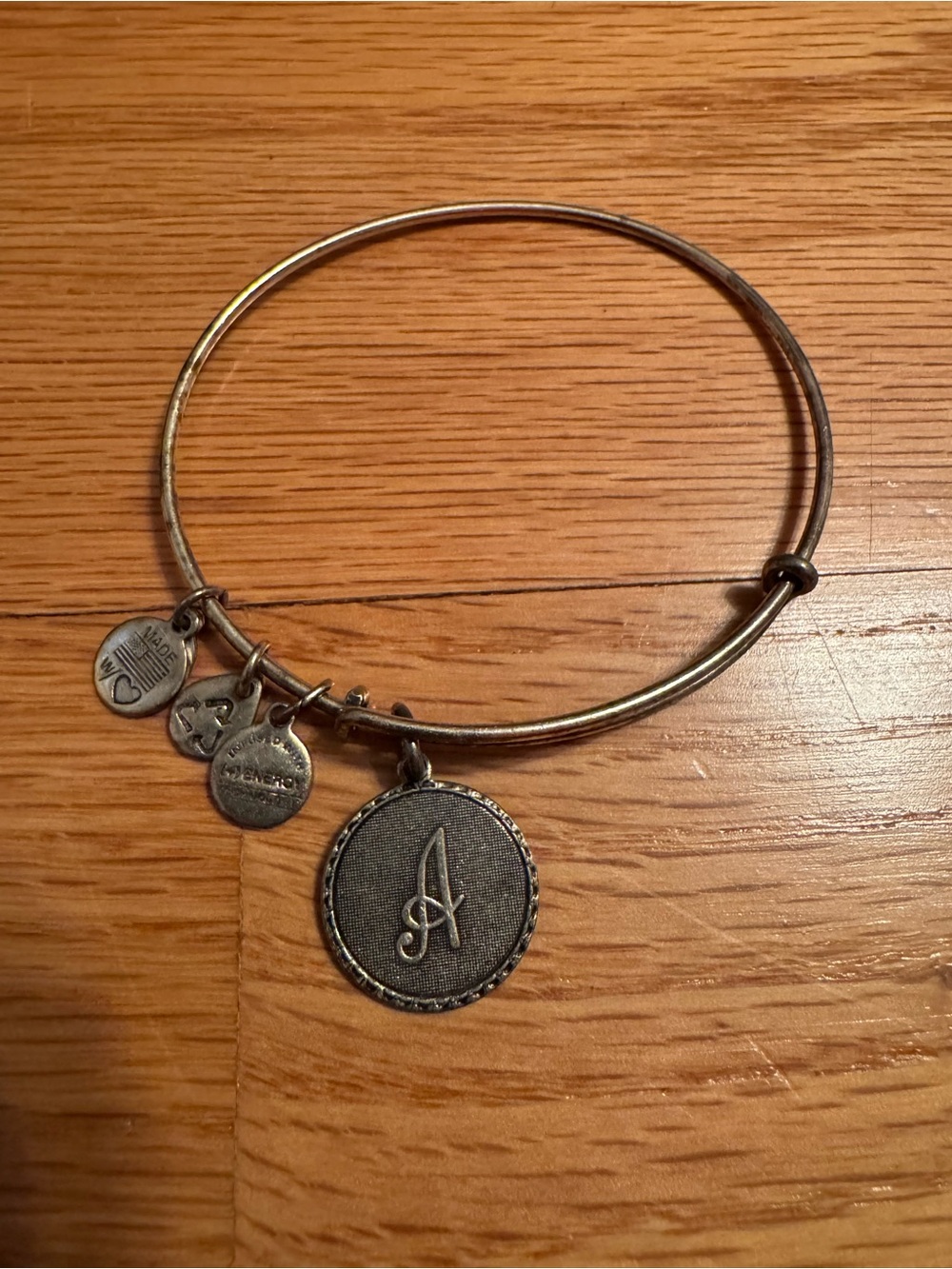 Alex and Ani Silver-Tone Initial A Charm Bangle